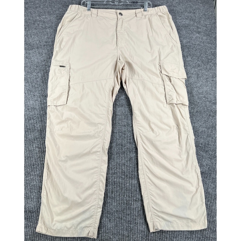 Columbia Kestrel Trail Hiking Pants Mens 40x30 Beige Cargo Lightweight Tech